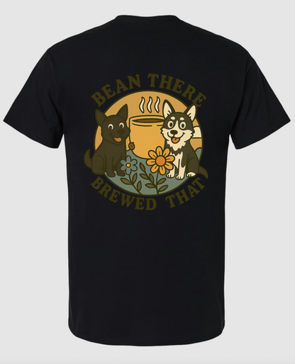 Custom Short Sleeve T-Shirts - Dogs and Coffee Roaster Logo.