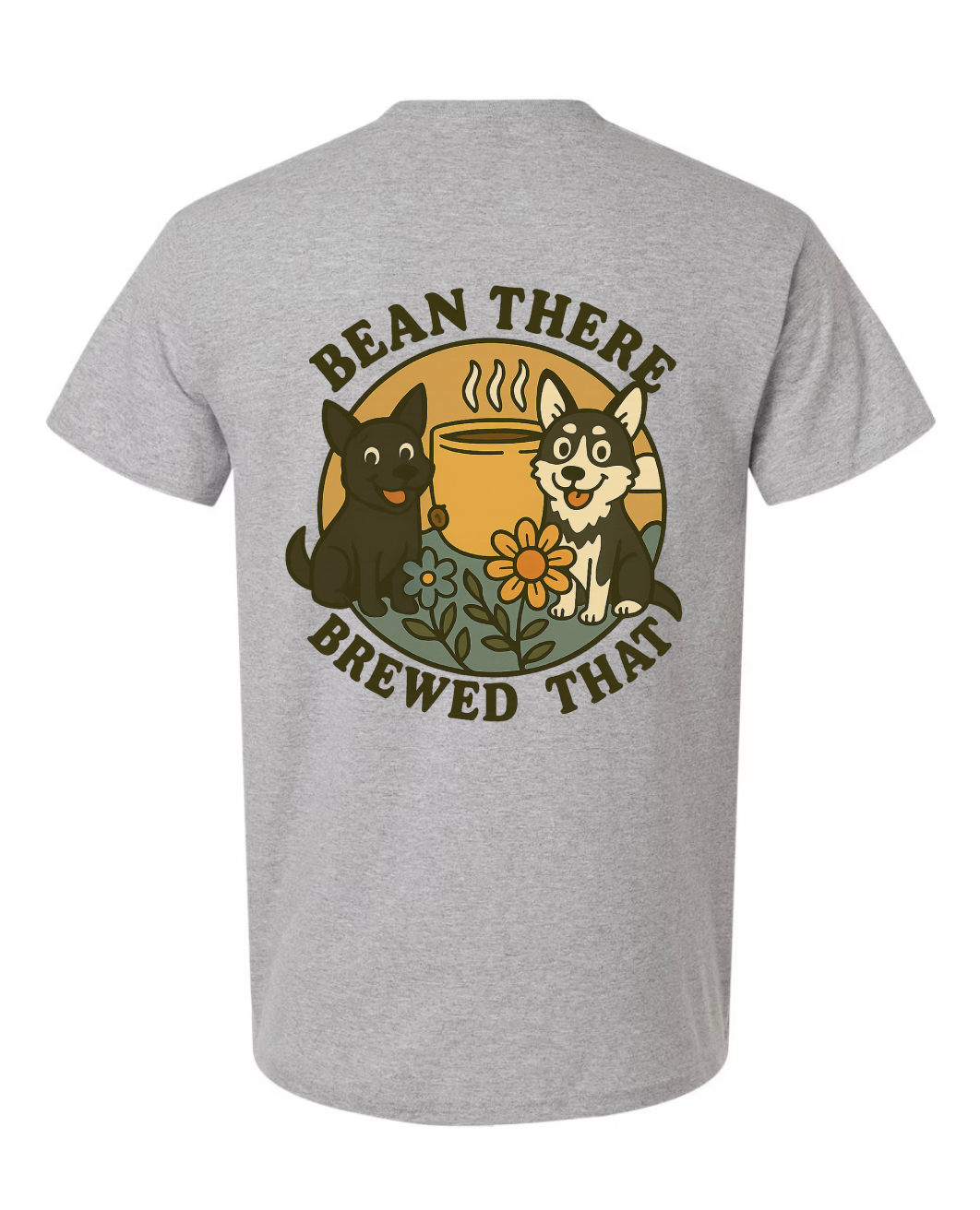 Custom Short Sleeve T-Shirts - Dogs and Coffee Roaster Logo.
