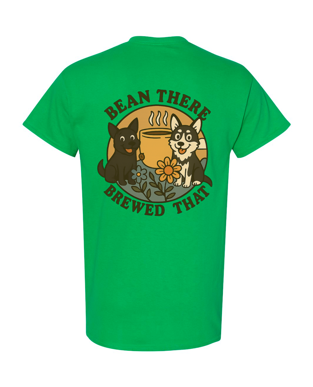 Custom Short Sleeve T-Shirts - Dogs and Coffee Roaster Logo.