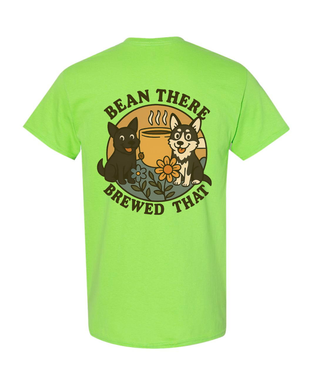 Custom Short Sleeve T-Shirts - Dogs and Coffee Roaster Logo.