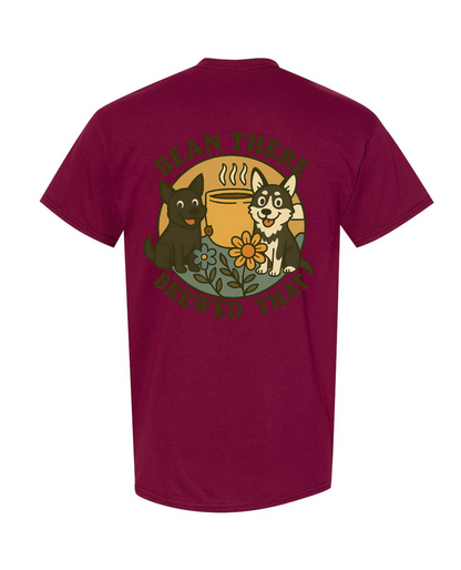 Custom Short Sleeve T-Shirts - Dogs and Coffee Roaster Logo.