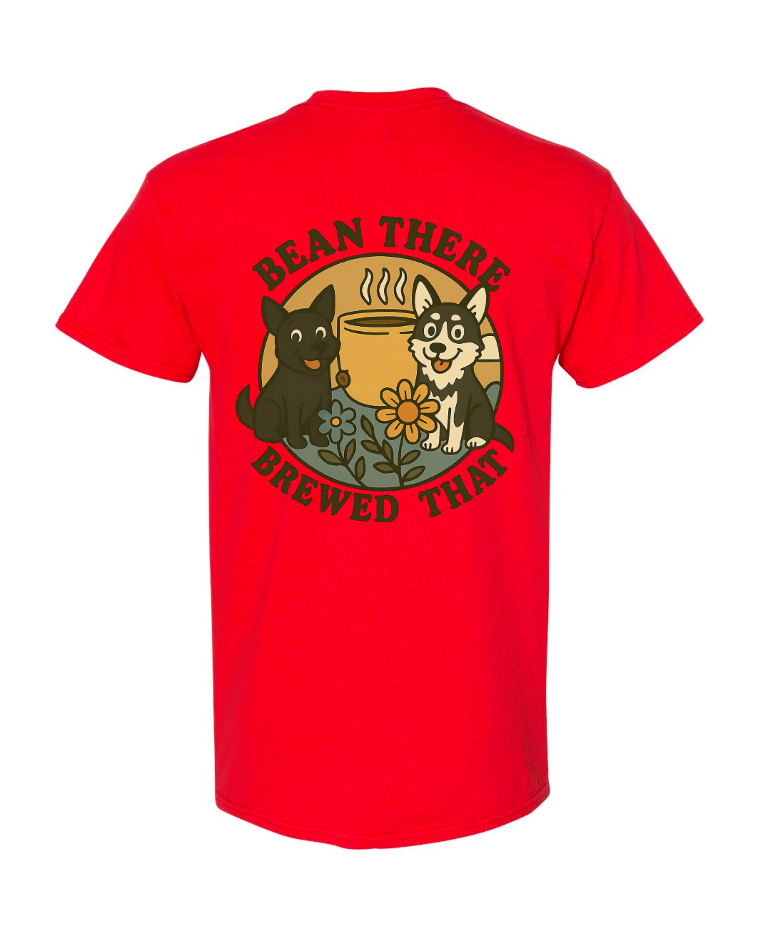 Custom Short Sleeve T-Shirts - Dogs and Coffee Roaster Logo.