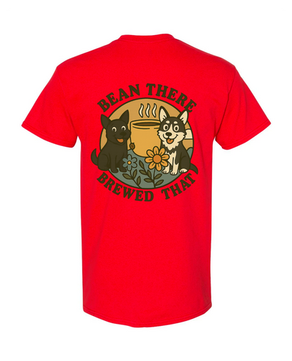 Custom Short Sleeve T-Shirts - Dogs and Coffee Roaster Logo.