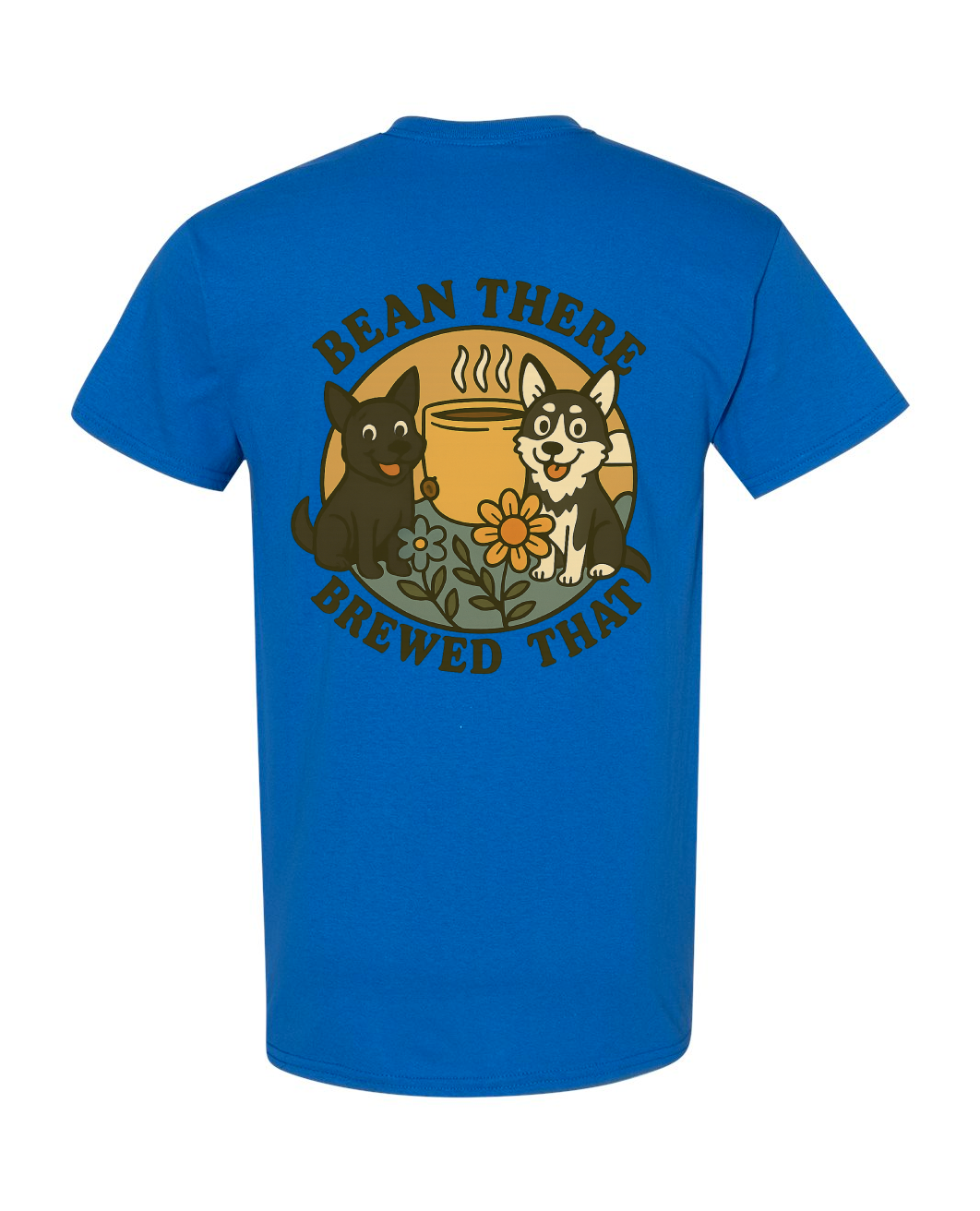 Custom Short Sleeve T-Shirts - Dogs and Coffee Roaster Logo.