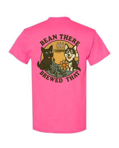 Custom Short Sleeve T-Shirts - Dogs and Coffee Roaster Logo.